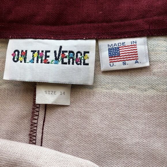 ON THE VERGE Vintage 90s Maxi Skirt Southwest Print On Red USA Made - Picture 10 of 11